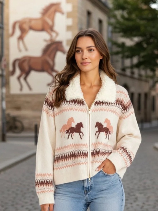 Altar'd State Sweaters - Altar'd State Zip Sweater with Horse Motif nwot plastic tag attached